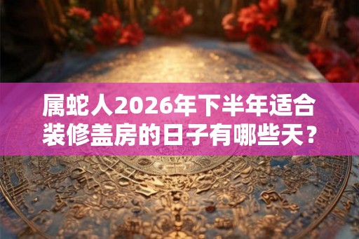 属蛇人2026年下半年适合装修盖房的日子有哪些天？