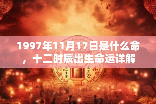 1997年11月17日是什么命，十二时辰出生命运详解