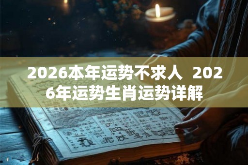 2026本年运势不求人  2026年运势生肖运势详解