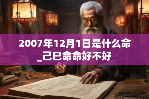 2007年12月1日是什么命_己巳命命好不好