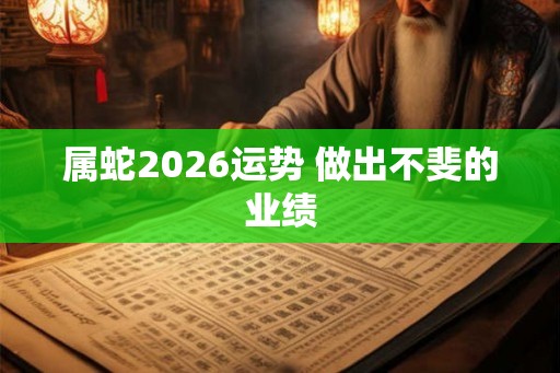 属蛇2026运势 做出不斐的业绩 属蛇2026运势 做出不斐的业绩