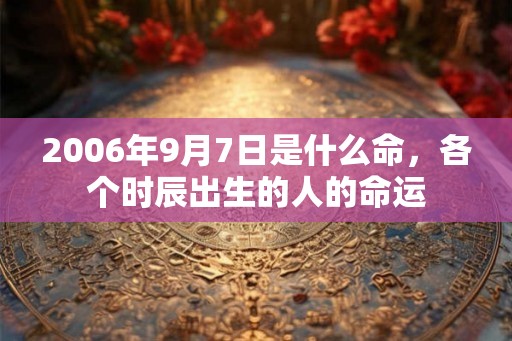 2006年9月7日是什么命，各个时辰出生的人的命运