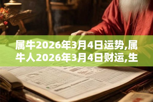 属牛2026年3月4日运势,属牛人2026年3月4日财运,生肖牛2026年3月4日运势