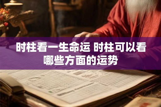 时柱看一生命运 时柱可以看哪些方面的运势