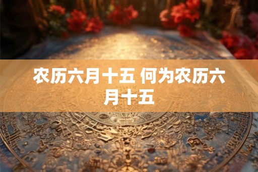 农历六月十五 何为农历六月十五