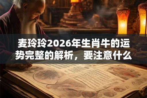 麦玲玲2026年生肖牛的运势完整的解析，要注意什么？