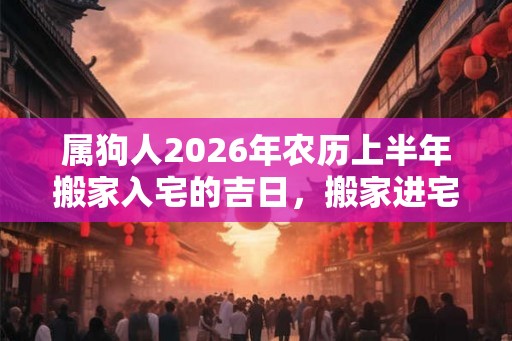属狗人2026年农历上半年搬家入宅的吉日，搬家进宅女主人拿什么？