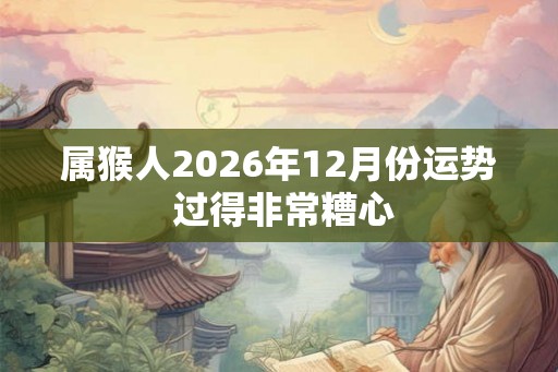 属猴人2026年12月份运势 过得非常糟心