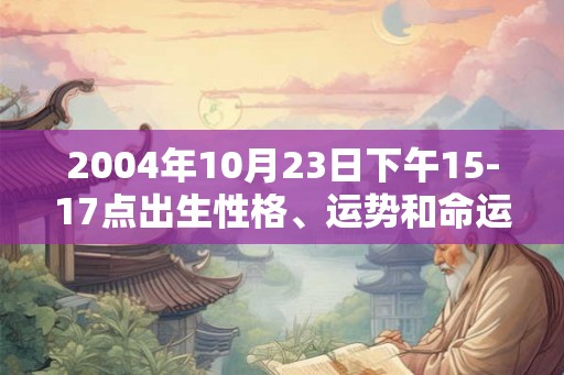 2004年10月23日下午15-17点出生性格、运势和命运