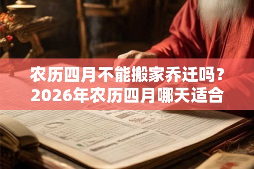 农历四月不能搬家乔迁吗？2026年农历四月哪天适合搬家？