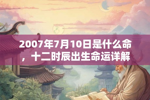 2007年7月10日是什么命，十二时辰出生命运详解