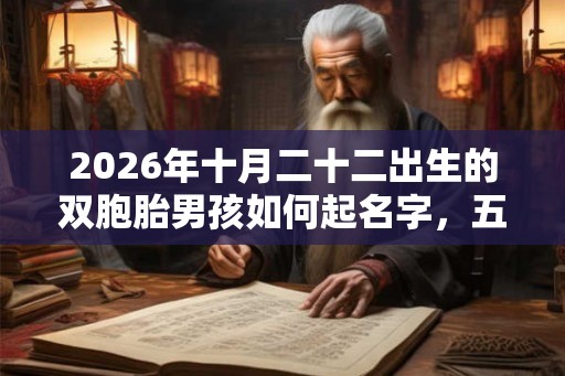 2026年十月二十二出生的双胞胎男孩如何起名字，五行属什么？