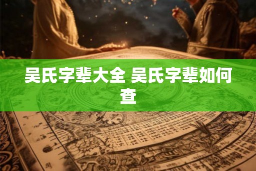 吴氏字辈大全 吴氏字辈如何查 吴氏字辈大全 吴氏字辈如何查