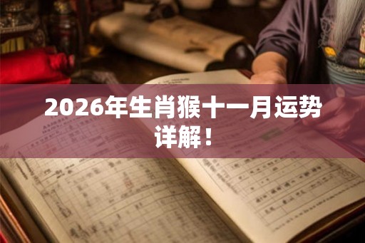 2026年生肖猴十一月运势详解！