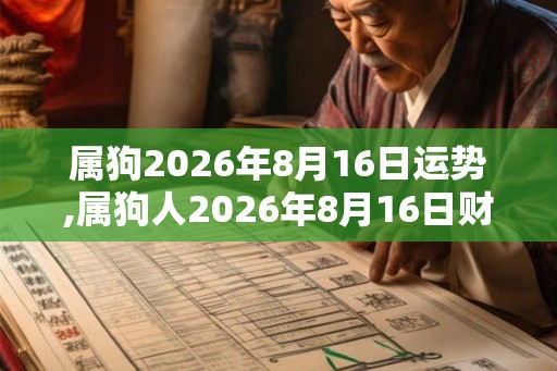 属狗2026年8月16日运势,属狗人2026年8月16日财运,生肖狗2026年8月16日运势