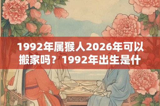 1992年属猴人2026年可以搬家吗？1992年出生是什么命？