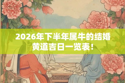 2026年下半年属牛的结婚黄道吉日一览表！