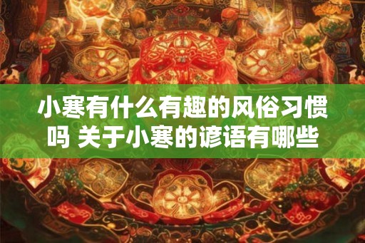 小寒有什么有趣的风俗习惯吗 关于小寒的谚语有哪些
