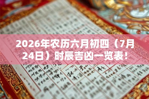 2026年农历六月初四（7月24日）时辰吉凶一览表！