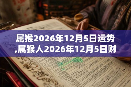 属猴2026年12月5日运势,属猴人2026年12月5日财运,生肖猴2026年12月5日运势