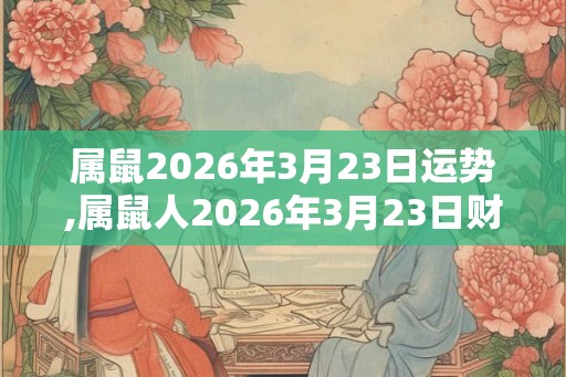 属鼠2026年3月23日运势,属鼠人2026年3月23日财运,生肖鼠2026年3月23日运势