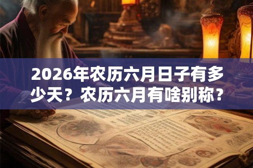 2026年农历六月日子有多少天？农历六月有啥别称？