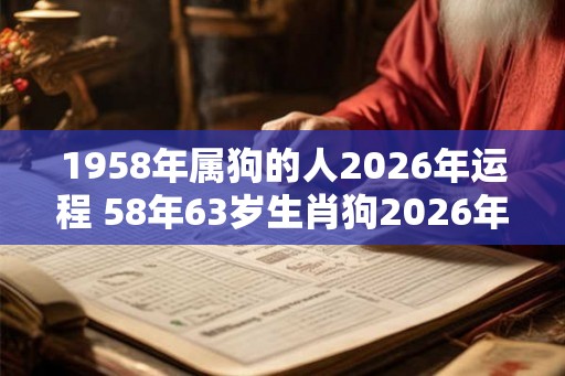 1958年属狗的人2026年运程 58年63岁生肖狗2026年运势