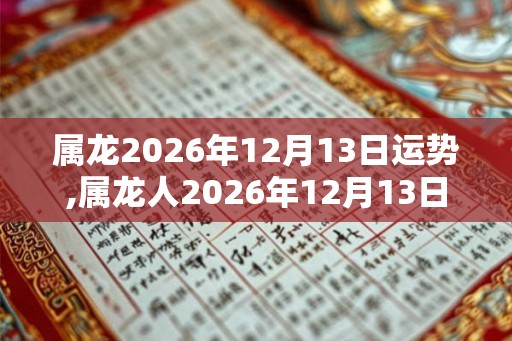 属龙2026年12月13日运势,属龙人2026年12月13日财运,生肖龙2026年12月13日运势
