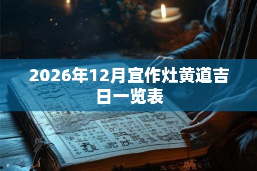2026年12月宜作灶黄道吉日一览表