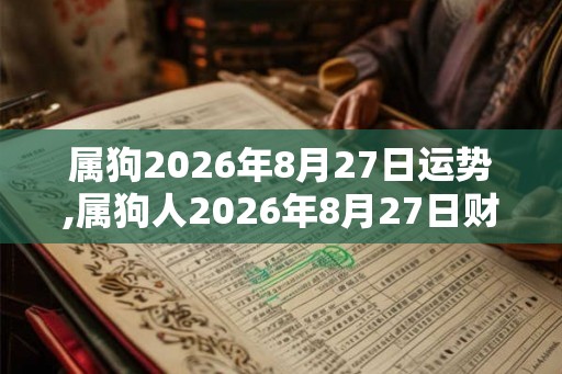 属狗2026年8月27日运势,属狗人2026年8月27日财运,生肖狗2026年8月27日运势