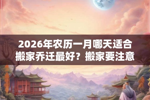 2026年农历一月哪天适合搬家乔迁最好？搬家要注意什么？
