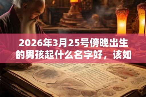 2026年3月25号傍晚出生的男孩起什么名字好，该如何取名？