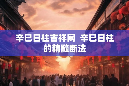 辛巳日柱吉祥网  辛巳日柱的精髓断法