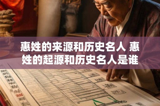 惠姓的来源和历史名人 惠姓的起源和历史名人是谁