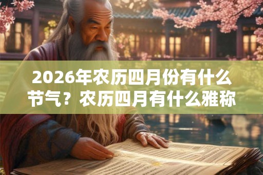 2026年农历四月份有什么节气？农历四月有什么雅称？
