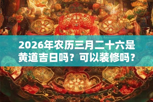 2026年农历三月二十六是黄道吉日吗？可以装修吗？