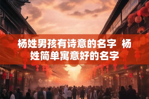 杨姓男孩有诗意的名字  杨姓简单寓意好的名字