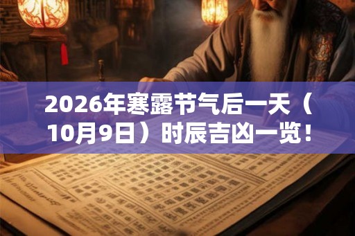 2026年寒露节气后一天(10月9日)时辰吉凶一览! 2026年寒露节气后一天(10月9日)时辰吉凶一览!
