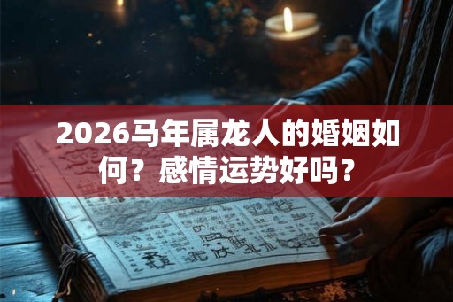 2026马年属龙人的婚姻如何？感情运势好吗？