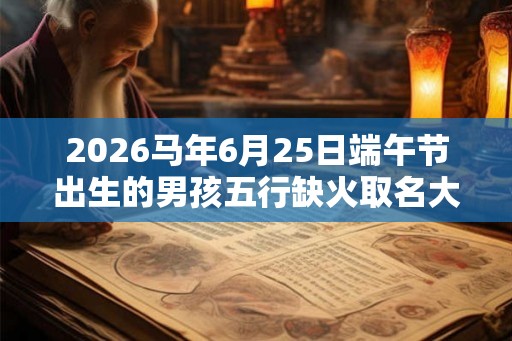 2026马年6月25日端午节出生的男孩五行缺火取名大全