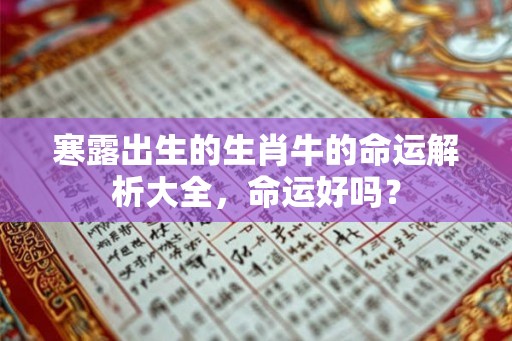 寒露出生的生肖牛的命运解析大全，命运好吗？