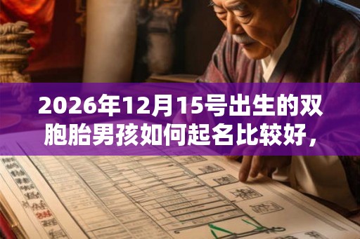 2026年12月15号出生的双胞胎男孩如何起名比较好，五行属什么