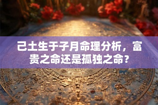 己土生于子月命理分析，富贵之命还是孤独之命？