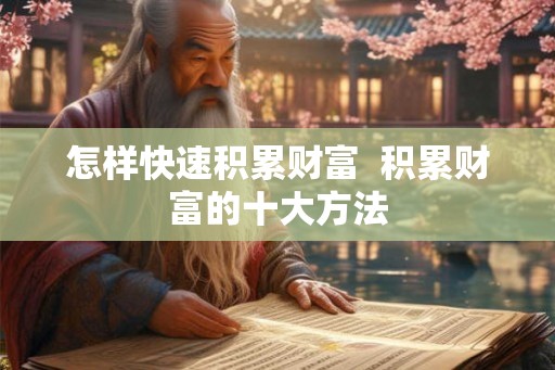 怎样快速积累财富  积累财富的十大方法