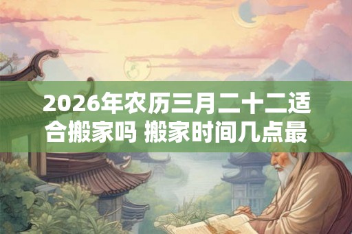 2026年农历三月二十二适合搬家吗 搬家时间几点最佳