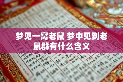 梦见一窝老鼠 梦中见到老鼠群有什么含义