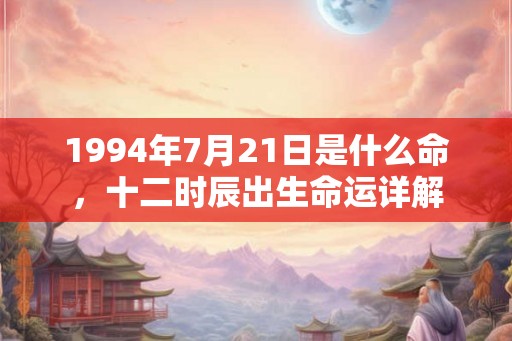 1994年7月21日是什么命，十二时辰出生命运详解