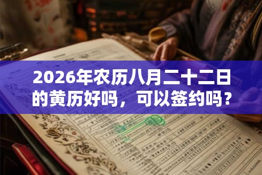 2026年农历八月二十二日的黄历好吗，可以签约吗？