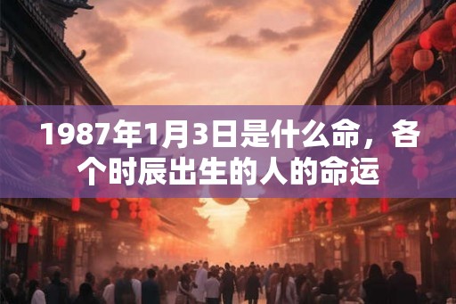 1987年1月3日是什么命，各个时辰出生的人的命运