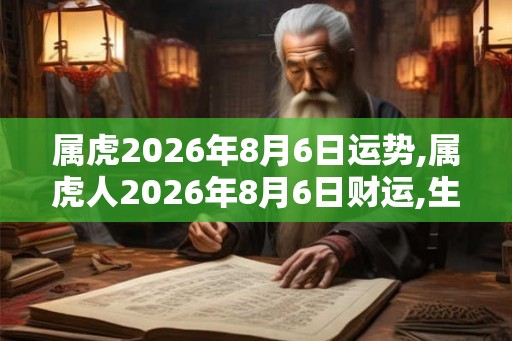属虎2026年8月6日运势,属虎人2026年8月6日财运,生肖虎2026年8月6日运势
